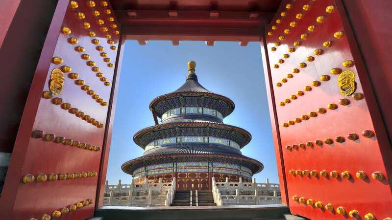 China-Peking-verboden stad door rood deurtje