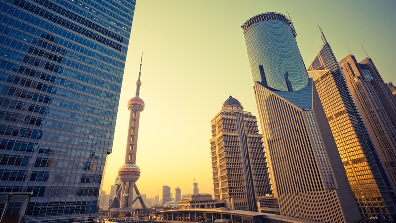 China-Shanghai-Shanghai skyline at dawn