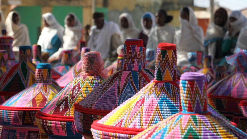 Ethiopië-Axum-kleurrijke markt