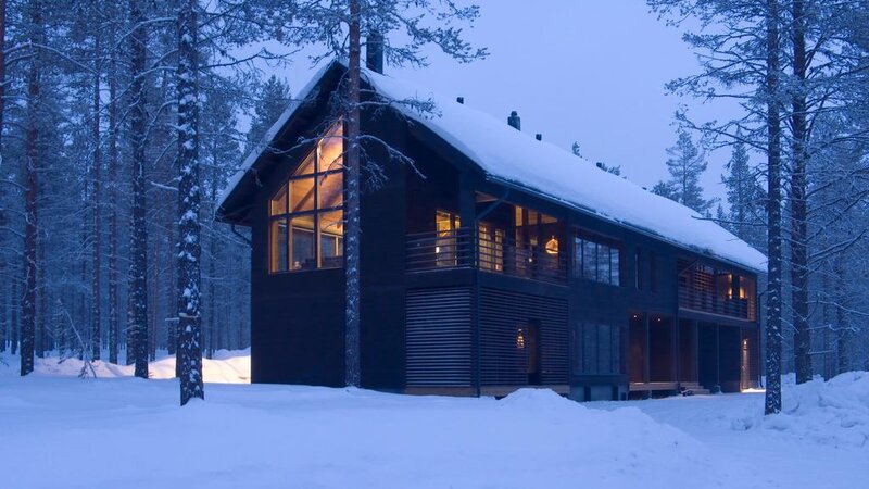 Finland-Lapland-Levi-Spirit-Villas-blokhut-buitenzicht-sneeuw