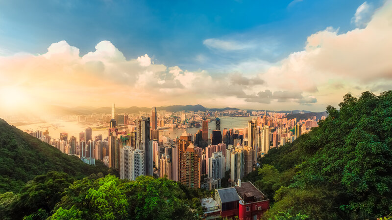 HongKong-uitzicht-stad-zonsopkomst