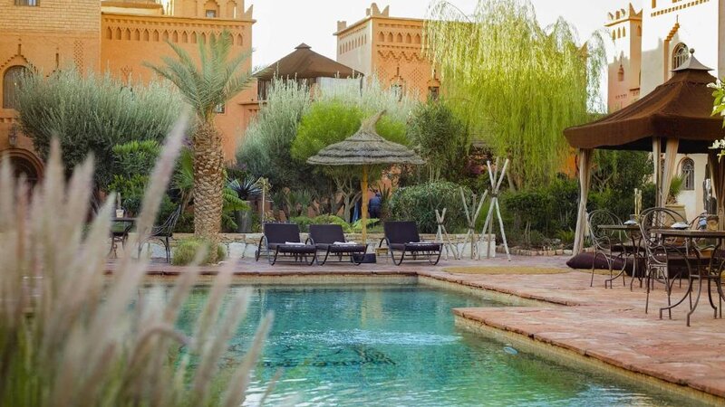 Marokko-Ouarzazate-Omgeving-Riad-Ksar-Ighnda-Zwembad