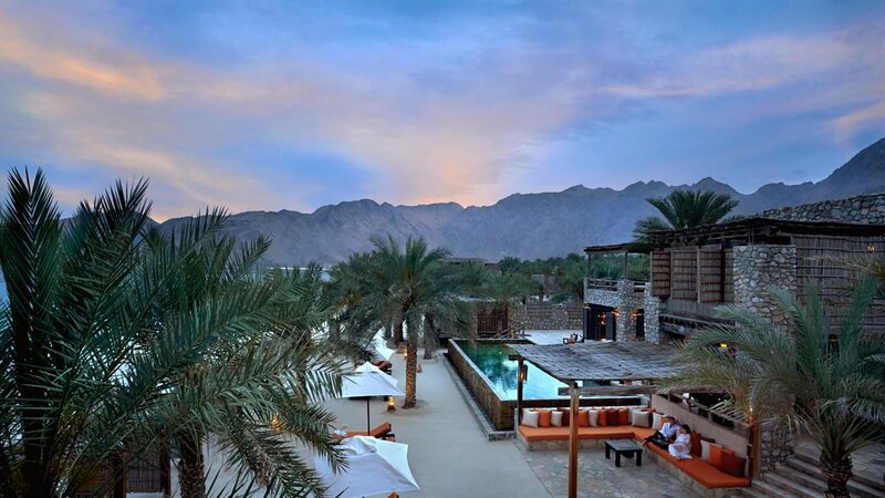 Oman-Musandam-Six Senses Zighy Bay-hotel by night