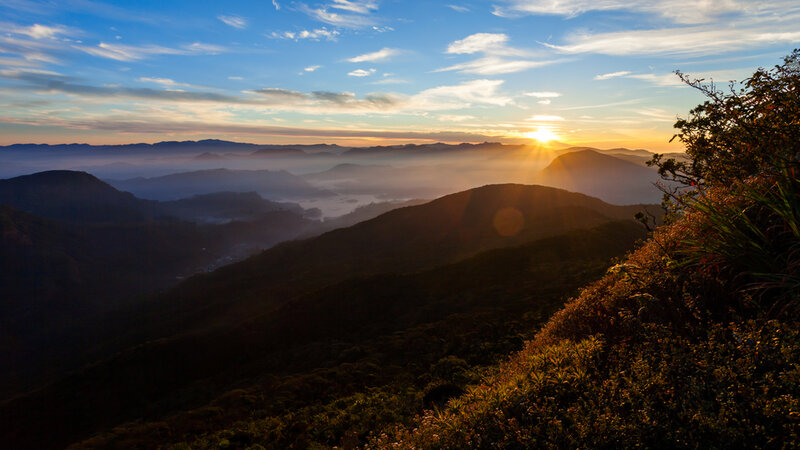 Sri Lanka-Horton Plains-hoogtepunt-Adams Peak zonsopgang