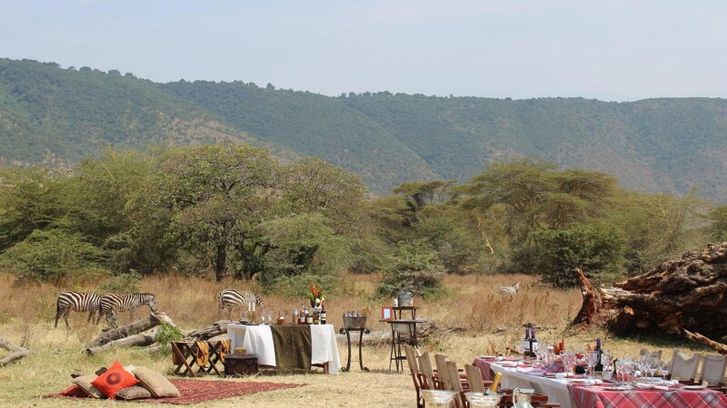 Tanzania-Ngorongoro-Elewana-The-Manor-lunch-in-de-natuur