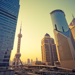 China-Shanghai-Shanghai skyline at dawn