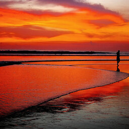 Indonesië-Bali-algemeen-strand-zonsondergang