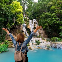 Laos-Luang Prabang-Kuang Si Watervallen meisje