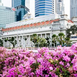 Singapore-The-Fullerton-voorgevel-bloemen