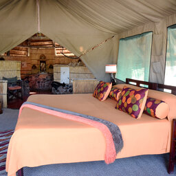 Tanzania-Ruaha NP-Mwagusi Camp-bed