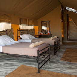 Tanzania-Serengeti NP-Serengeti Ndutu Kati Kati Tented Camp-interieur-tent-bedden